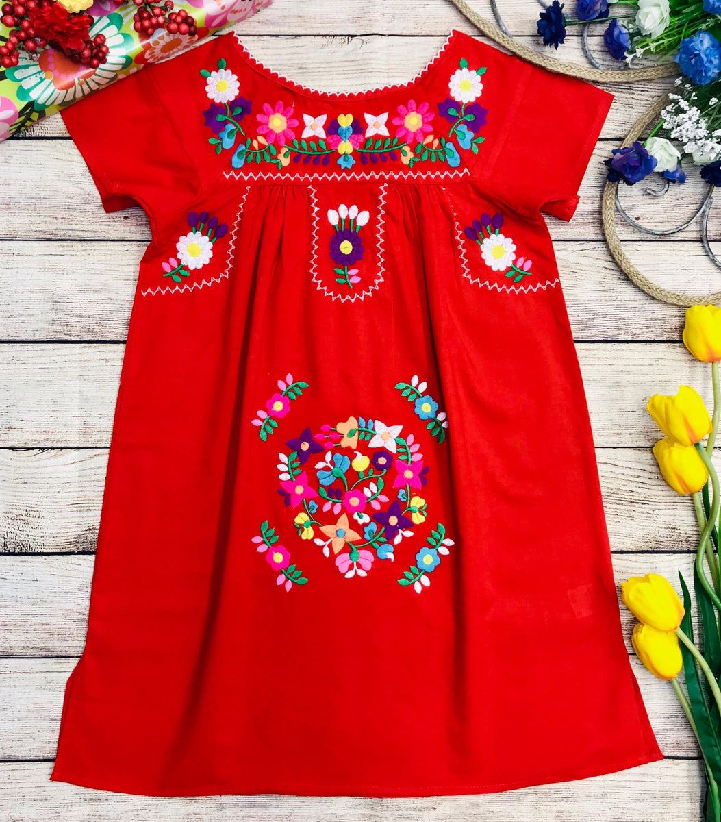 Girl mexican embroidered clearance dress