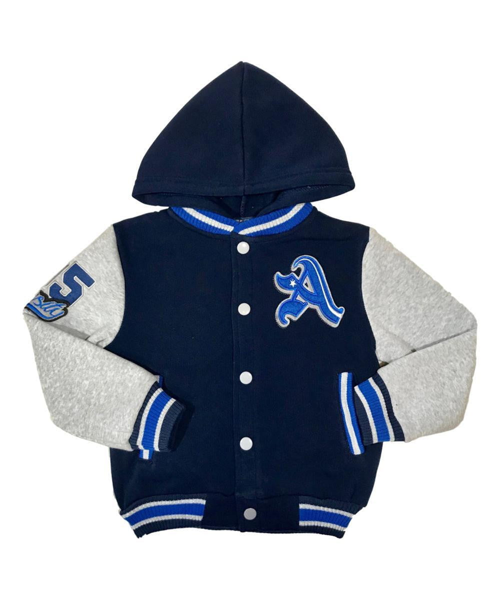 Navy Blue and Grey Varsity Jacket