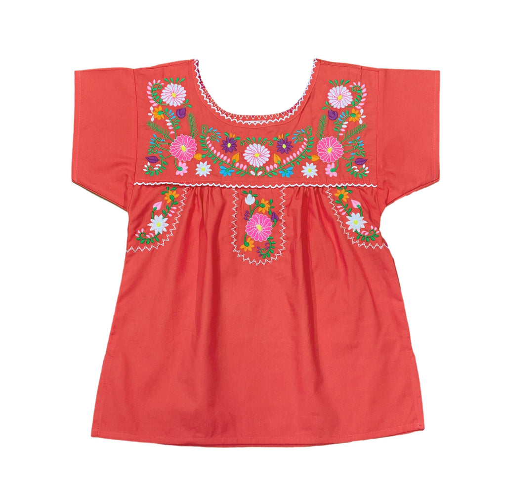 unik Traditional Puebla Mexican Youth Girl Embroidered Blouse size