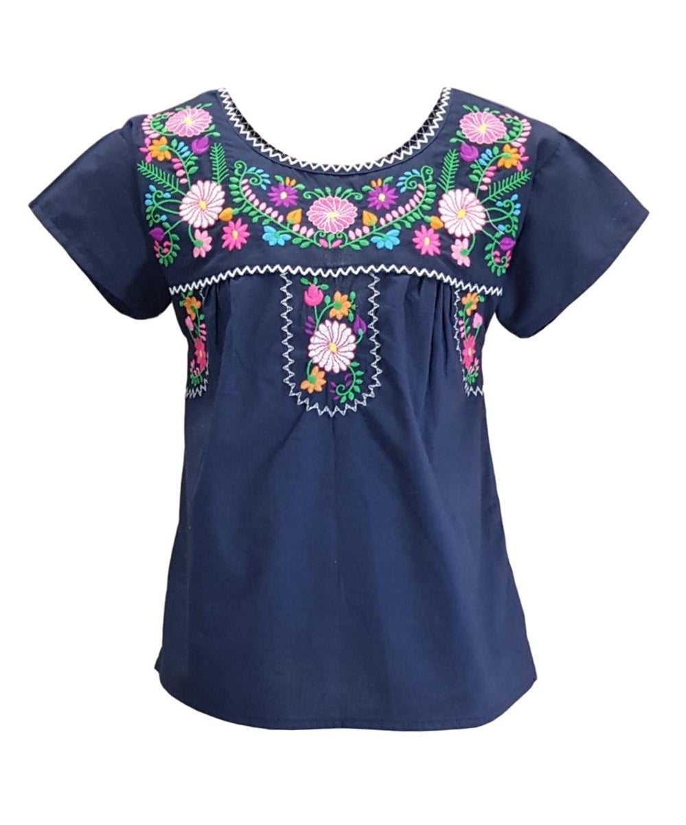 unik Traditional Puebla Mexican Youth Girl Embroidered Blouse size 4-1 ...